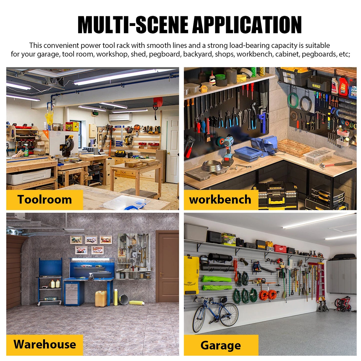 Power Tool Organizer-8 Drill Holder Wall Mount,4 Layer Heavy Duty Metal Power Tool Storage Rack