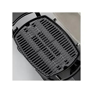 Q1200 Liquid Propane Grill,  Porcelain-enameled cast-iron cooking grates and cast aluminum lid