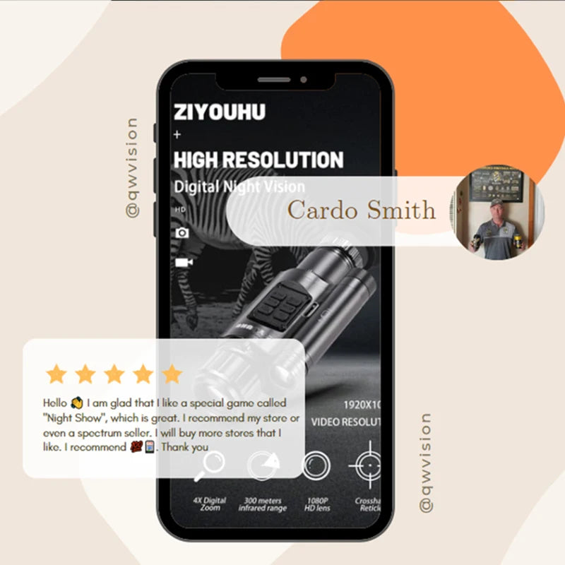 ZIYOUIHU NV075 HD Infrared Monocular Night Vision Video Camera, Hunting Night Vision Scope,Lens Opti