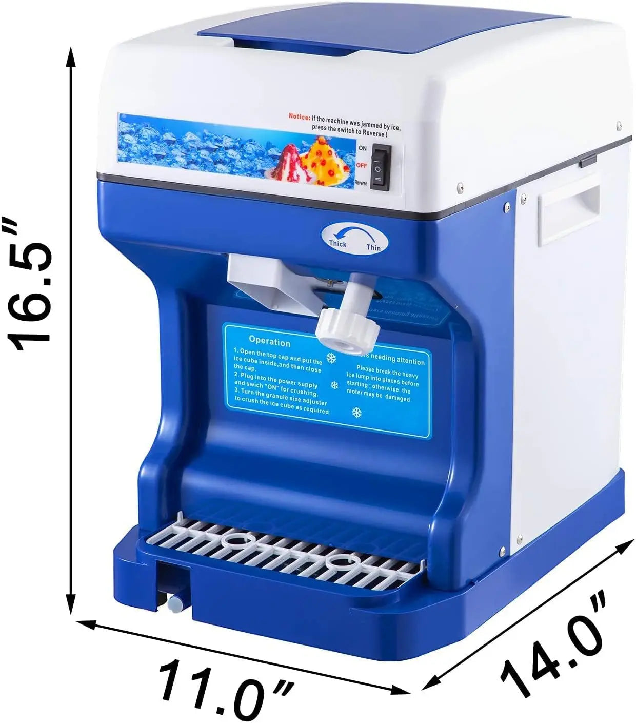 VEVOR COMMERCIAL 110V Shaved Ice/250W Snow Cone Maker Tabletop w/Adjustable Ice Texture|265LBs/hr