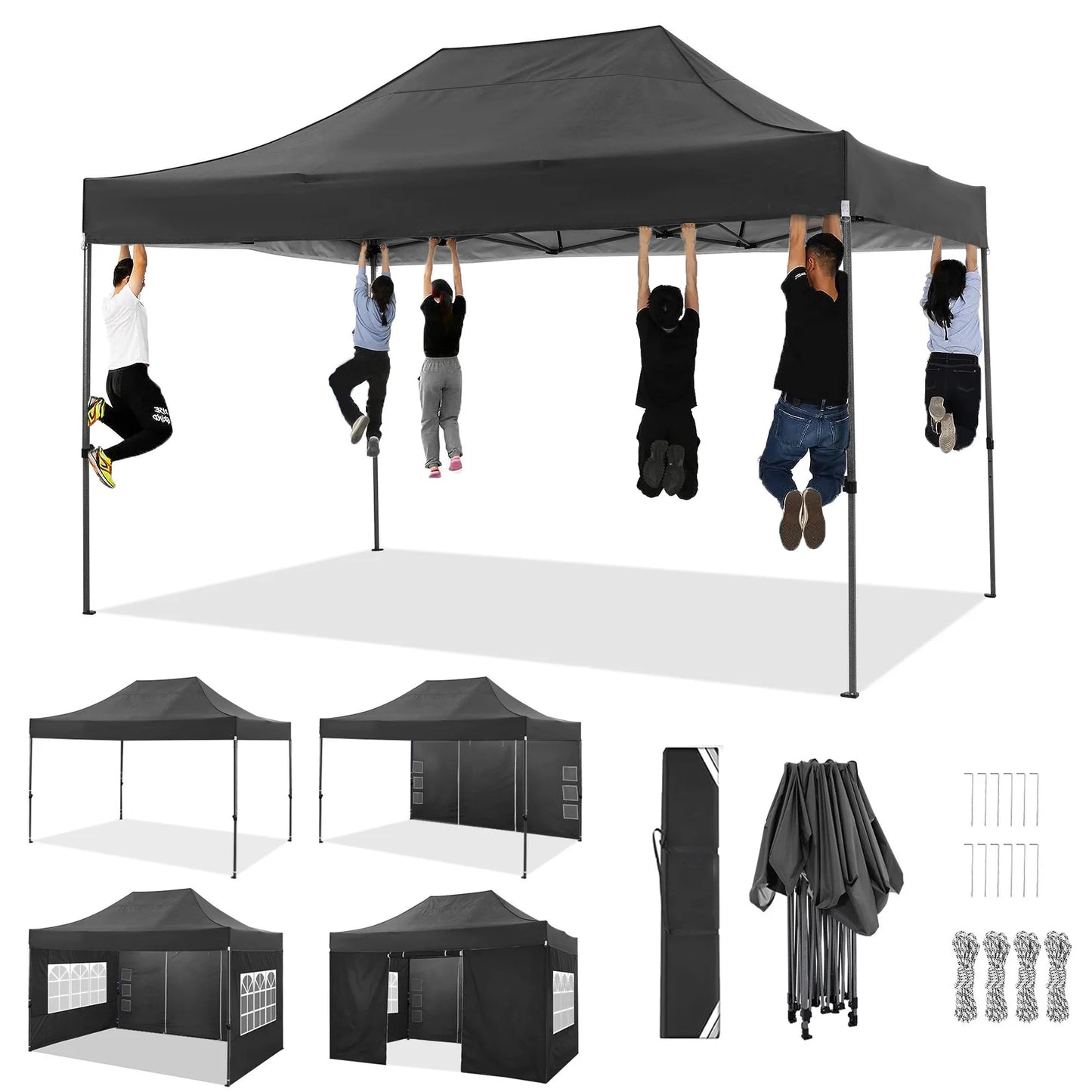 COBIZI 10x15 Heavy Duty Pop up Canopy Tent with 4 sidewalls Commercial Canopy Wedding Party Tents
