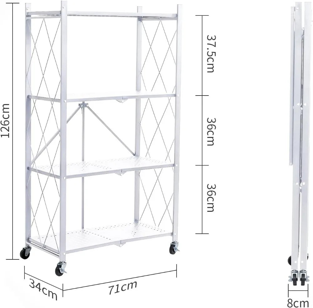 BRIAN & DANY Metal Storage Shelves - 4 Tier Shelving Unit, Folding Display Shelf Racks No Assembly