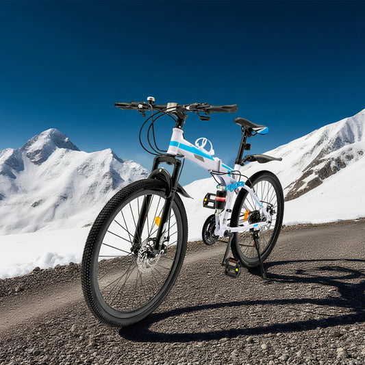 21 Speed Foldable Mountain Bike, 5.64 * 3.48 Ft Mountain Bike Suitable for Daily Commuting