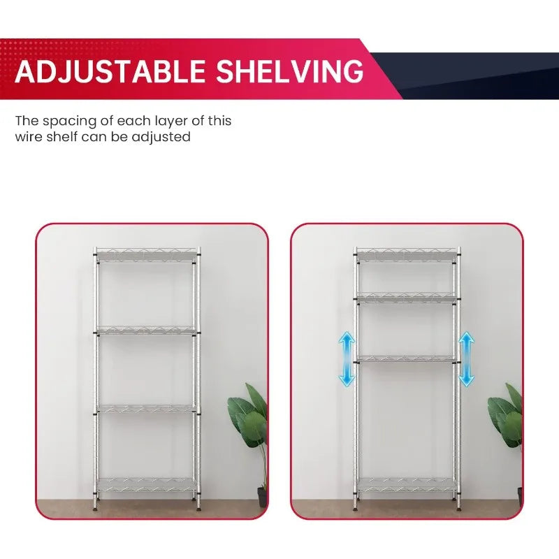 Storage Shelves 2100Lbs Capacity, 6-Shelf on Casters 48" L×18" W×72" H Commercial Wire Shelving Unit