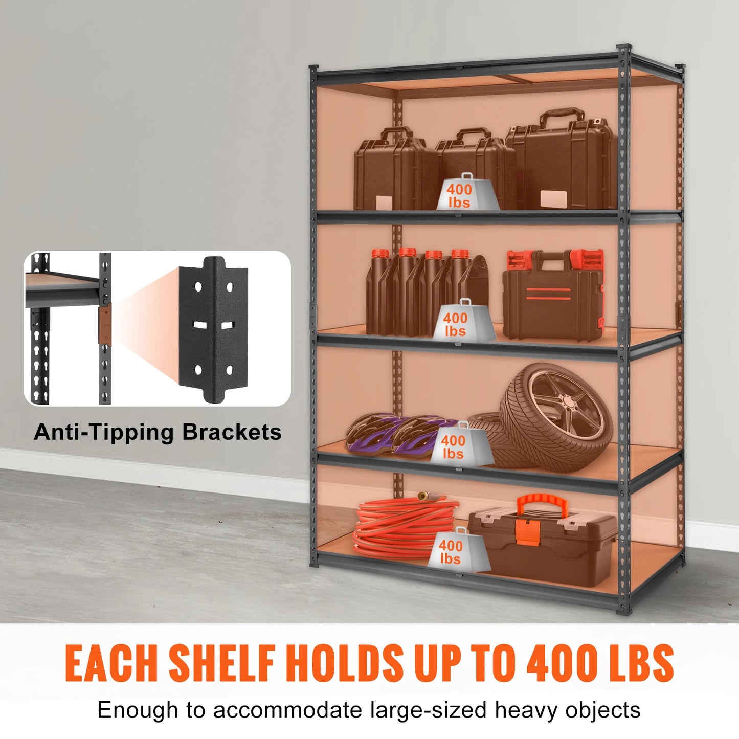 SucceBuy 5 Layers Standing Storage Shelving Unit Heavy Duty Organizer Metal Rack