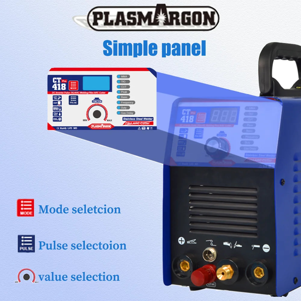 Plasmargon 4 in 1 Welding Machine CT418P TIG/CUT/MMA/PULSE Multifunction Pilot Arc Plasma Cutting