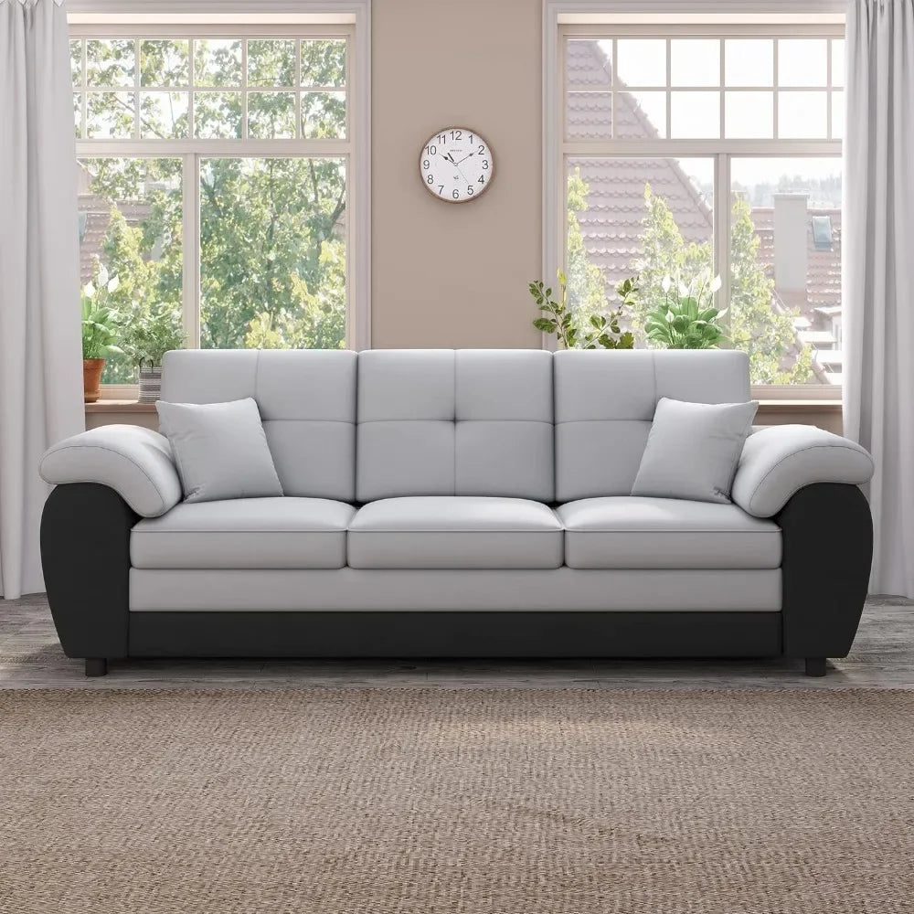 3 Seater Sofa, Modern Sofa Couch, 81.8" Chesterfield Velvet Upholstered Sofa w/Pickup Armrest