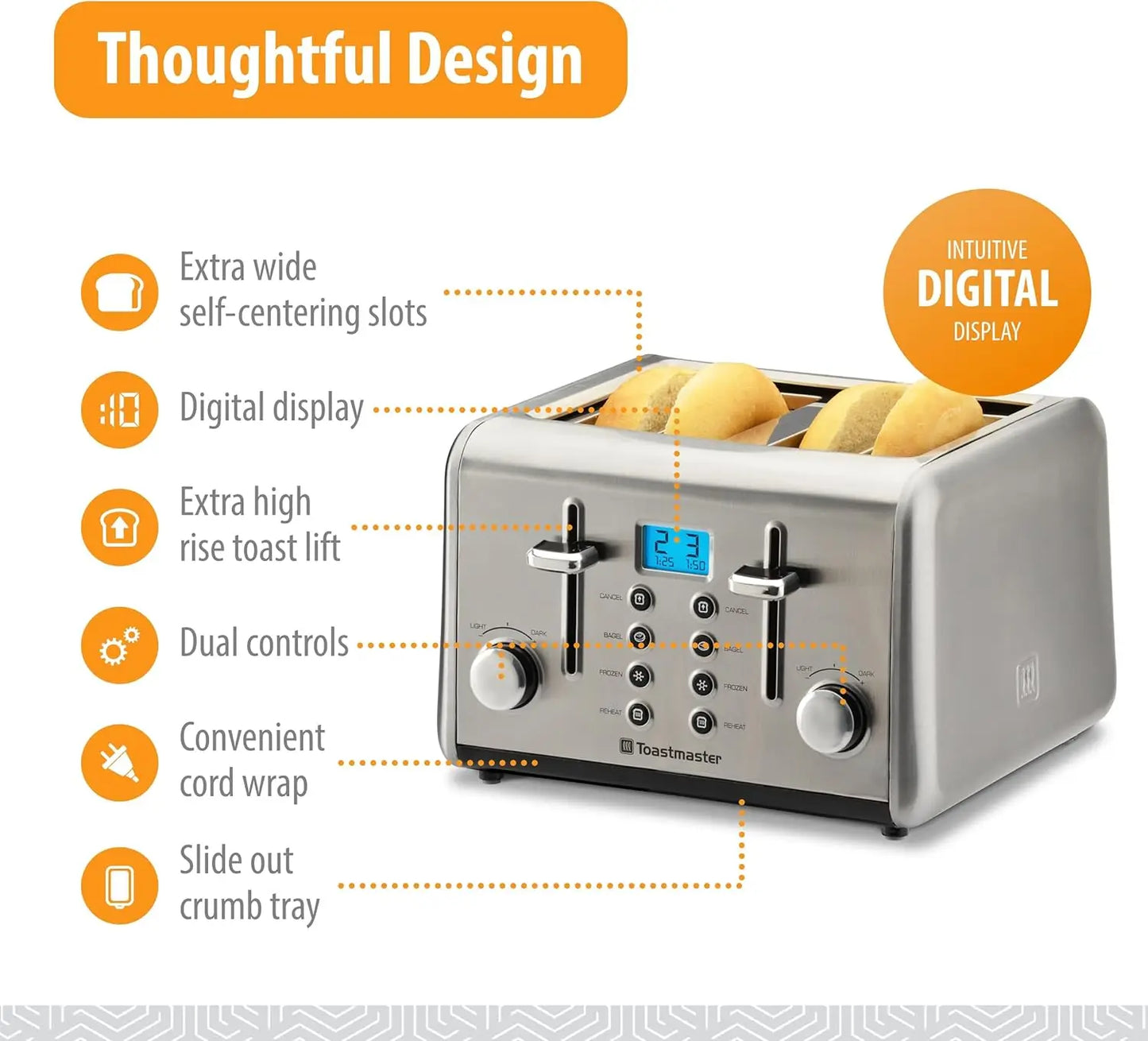 TOASTMASTER 4-Slice Digital Stainless Steel Toaster