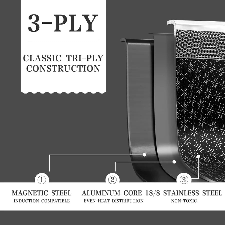 Hybrid Triply Stainless Steel Cookware Set Pots And Pans Set Non Stick with Steamer Basket Non Toxic