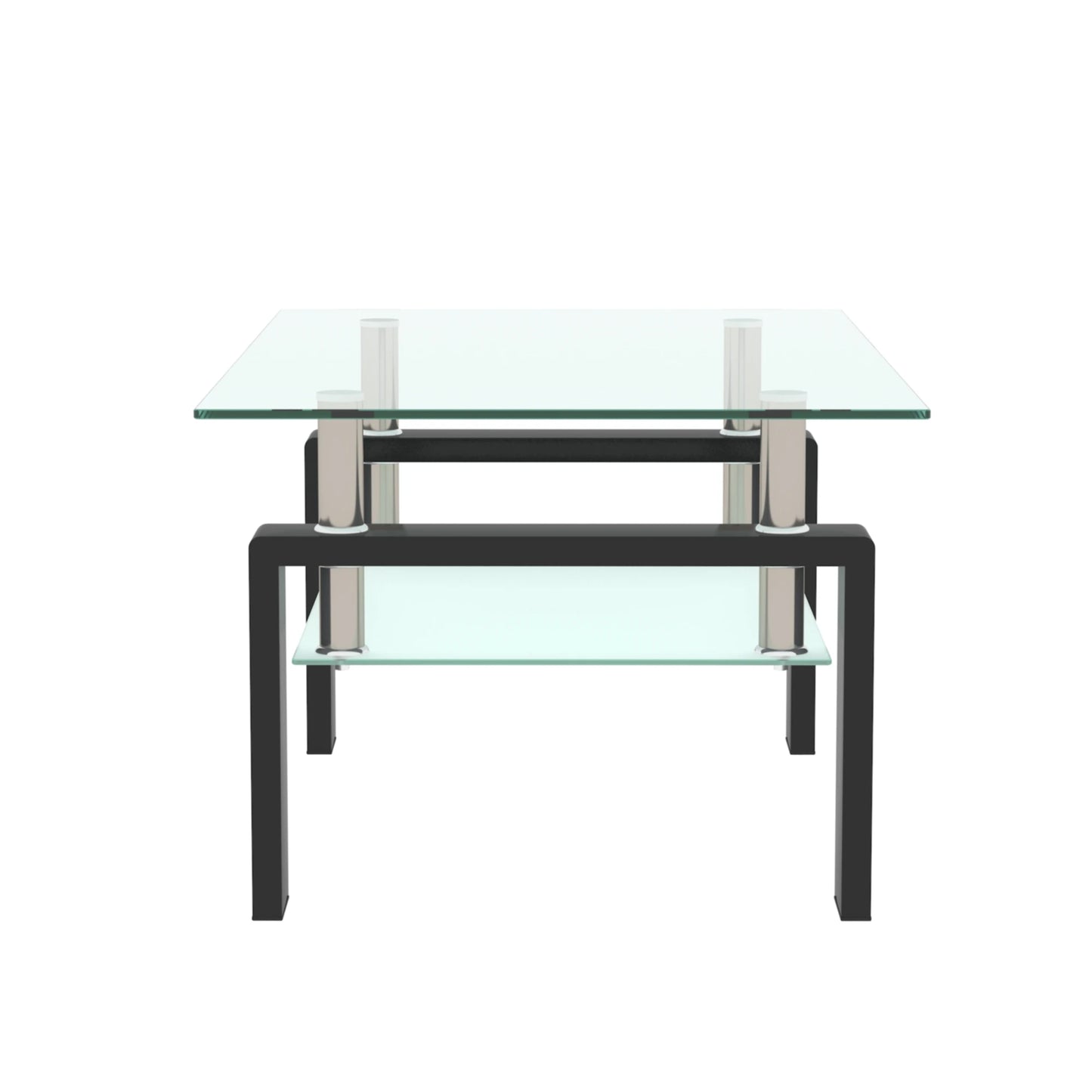Rectangle Black Glass Coffee Table, Clear Coffee Table, Modern Side Center Tables/Furniture