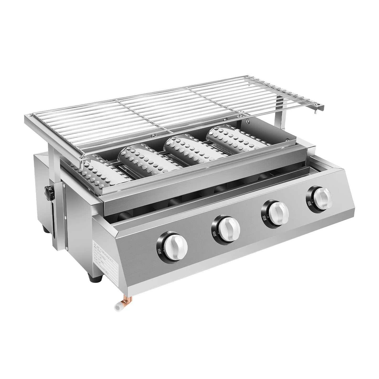 4 Burners BBQ Propane Gas Grill Stainless Steel Smokeless Barbecue Grill Portable BBQ Grill