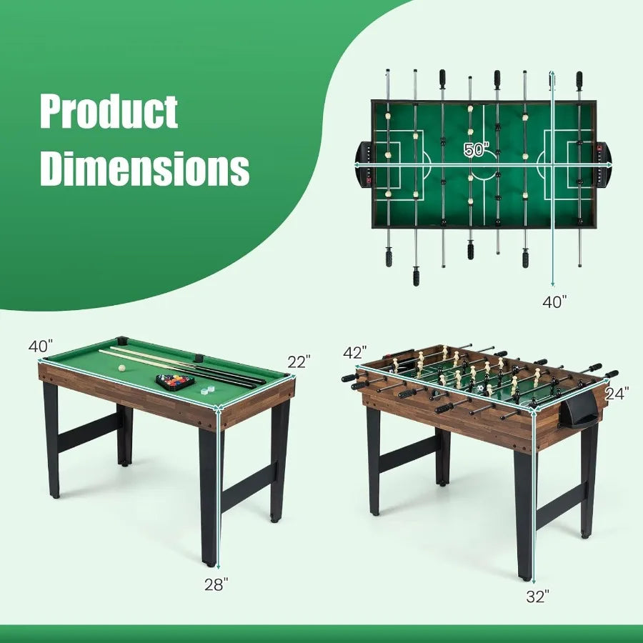 Multi Game Table 10 in 1 Combo Game Table with Foosball Hockey Pool Ping Pong Shuffleboard Bowling