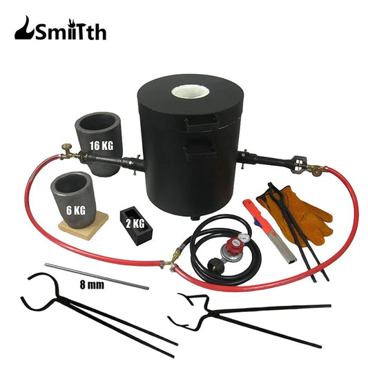 LSMITH 16 KG Large Propane Metal Melting Furnace Kit Dual Burner Foundry Propane Forge Crucible