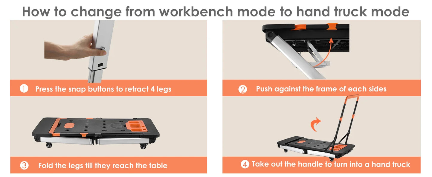 Multifunctional Folding Work Table, 7-1/Garage, as Portable Workbench, Sawhorse, Scaffold, Platform