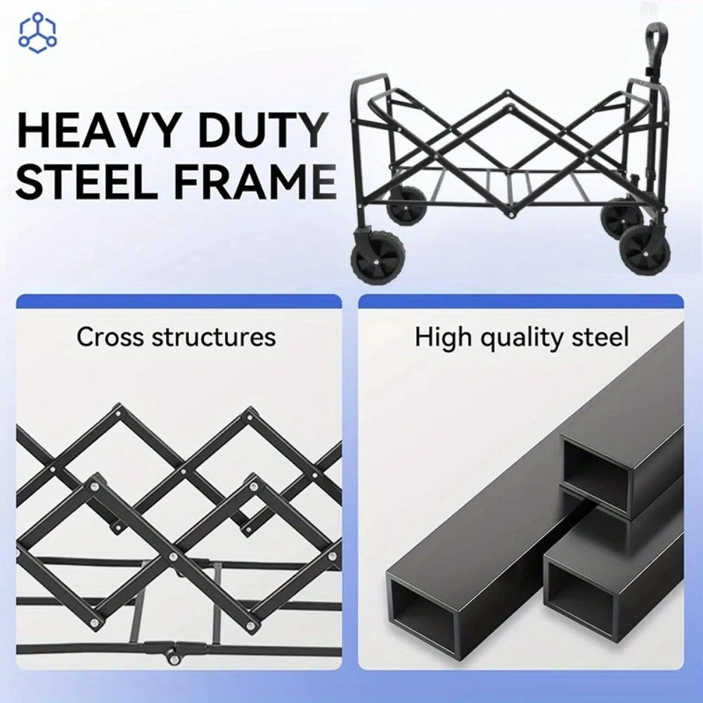 1PC Collapsible Foldable Wagon Cart, Car storage Heavy Duty Utility With All-Terrain Wheels