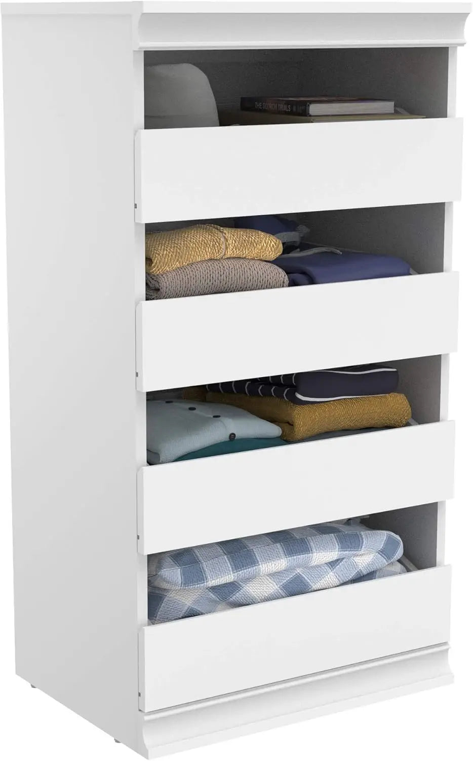 ClosetMaid Modular Storage Unit/4 Drawers, Wood Closet Organizer, Decorative Trim, White