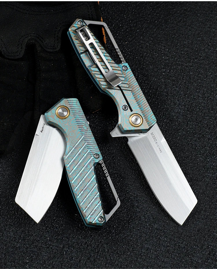 M390 Steel Folding Knife, Men's Everyday Carry Pocket Knife, Titanium Handle, Outdoor Camping Hunting EDC Pocket Knife