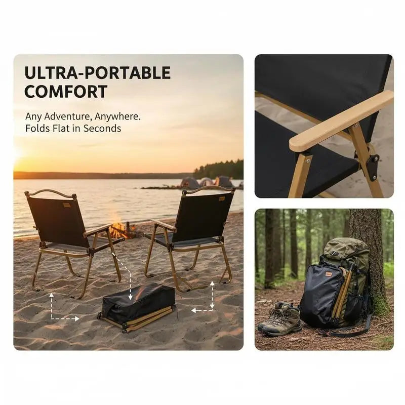 Set of 2 Camping Chair, Lightweight Folding Chair, Portable Armchairs