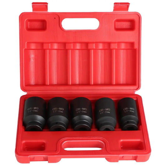 SCITOO 5Pcs 1/2Deep Spindle Axle Nut Socket Set 12 Point Metric 30 32 34 35 36Mm