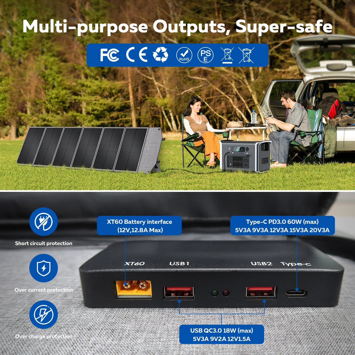 CTOLITY AP400 500W Portable Power Station 345.6Wh LiFePo4 Battery 100W 200W Solar Panel