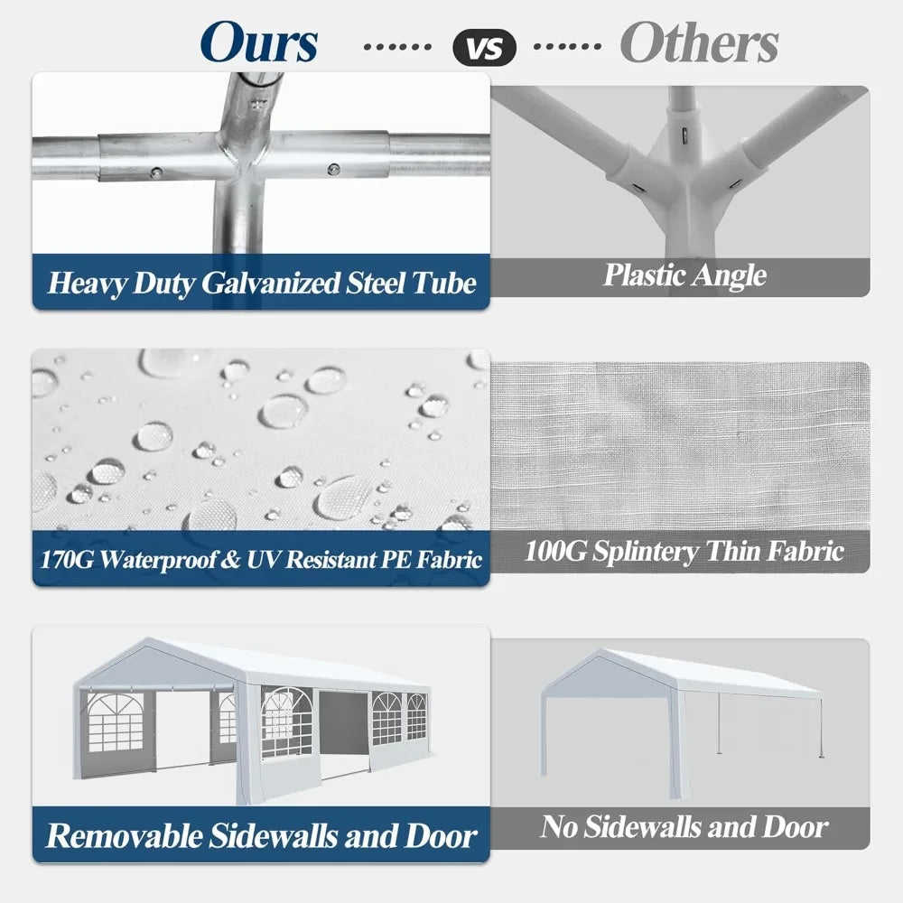 Outdoor Canopy Party Tent, 20'X30' Patio Party Tent w/Sides and 4 Sandbags, Heavy Duty Steel Frame