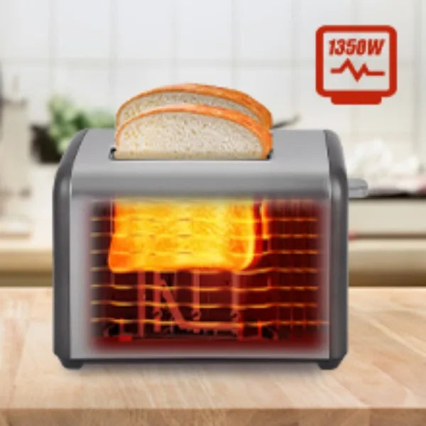 Toaster 2 Slice, Stainless Toaster LCD Display&Touch Buttons, 50% Faster Heating Speed, 1.5''Wide Slot, 1350W, Dark Metallic