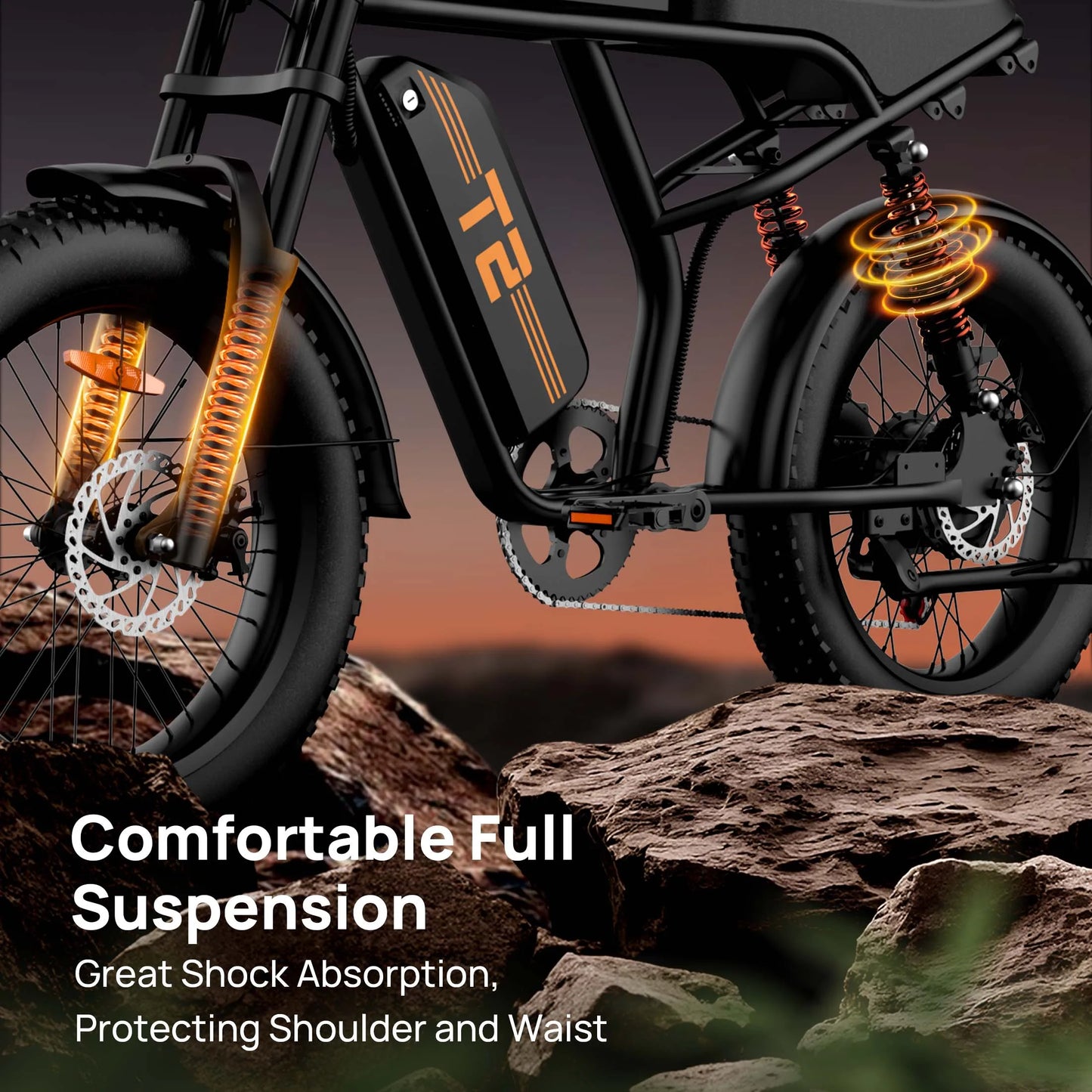 Peak 1500W Electric Mountain Bike w/48V 15.6Ah Removable Battery/28MPH 100 Mile Range, 20" X 4" Tire