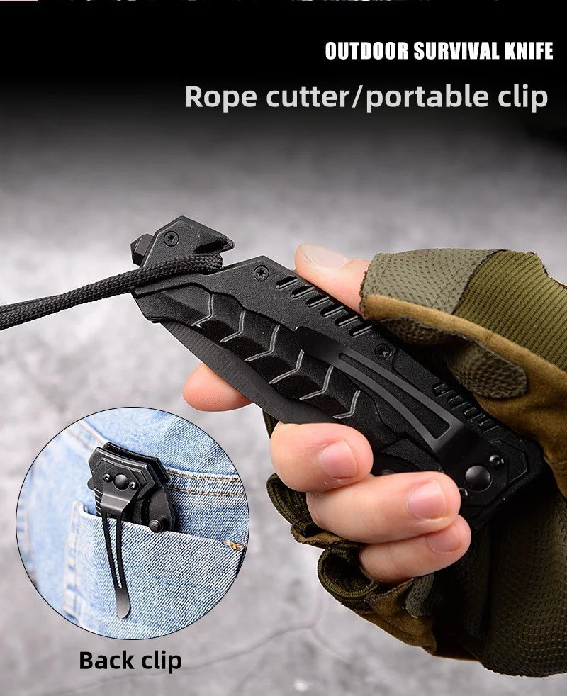 Multi functional outdoor camping knife with safety lock, foldable blade/sharp pocket tactical knife