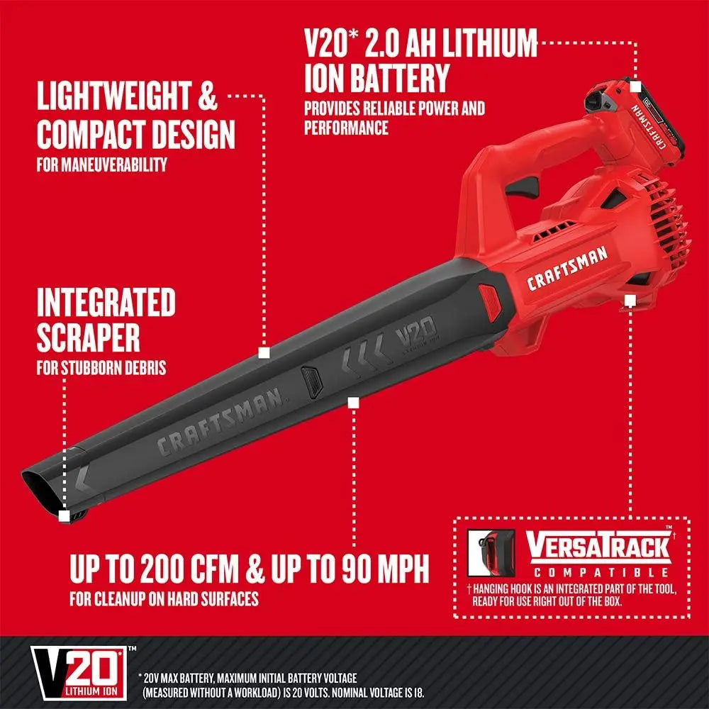 20V MAX Cordless Leaf Blower Kit with Battery Charger Included CMCBL710D1 Red/ CRAFTSMAN