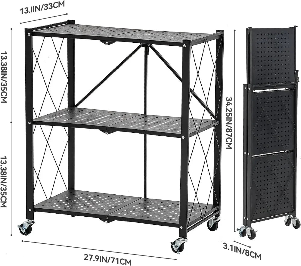 BRIAN & DANY Metal Storage Shelves - 4 Tier Shelving Unit, Folding Display Shelf Racks No Assembly