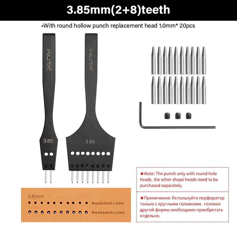 WUTA 3G Leather Punches Head Pricking Iron Removable Diamond Olive Round Hole French Style