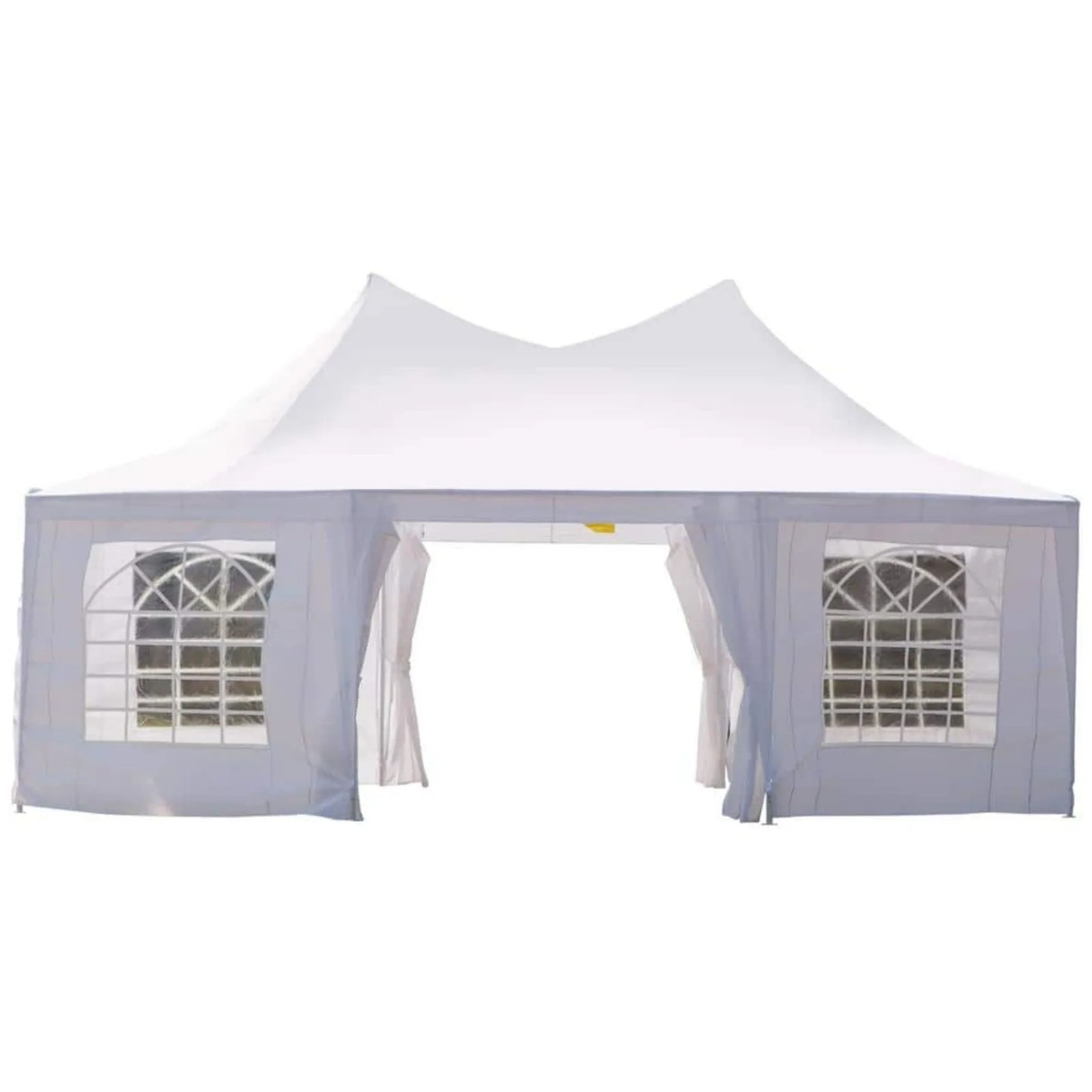 OUTSUNNY US 22 ft x 16 ft Large White UV Resistant Octagonal 8-Wall Canopy Gazebo Tent w/Side Walls