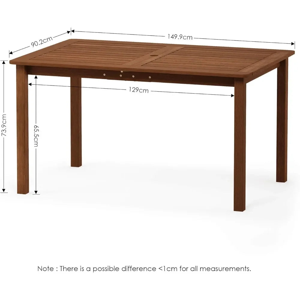 Tioman Outdoor Dining Table, Rectangle Dining Table w/Umbrella Hole, Water Resistant, Easy Assembly