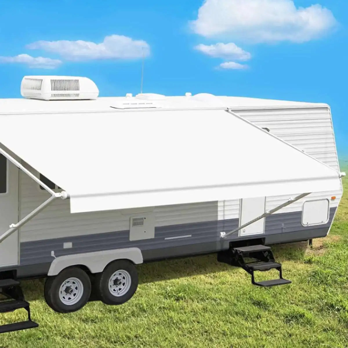 RV Awning Fabric Replacement Premium Weatherproof Vinyl Universal Outdoor Canopy /White