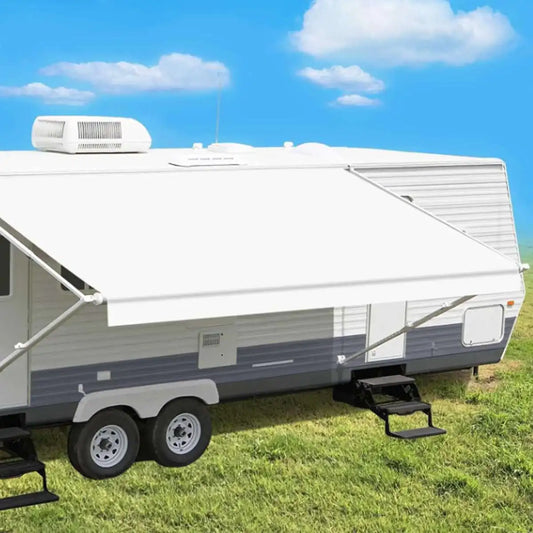 RV Awning Fabric Replacement Premium Weatherproof Vinyl Universal Outdoor Canopy /White