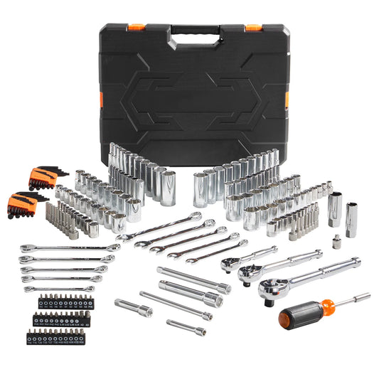 SucceBuy Mechanics Tool Set and Socket Set Deep and Standard Sockets 145/205 Pcs SAE and Metric