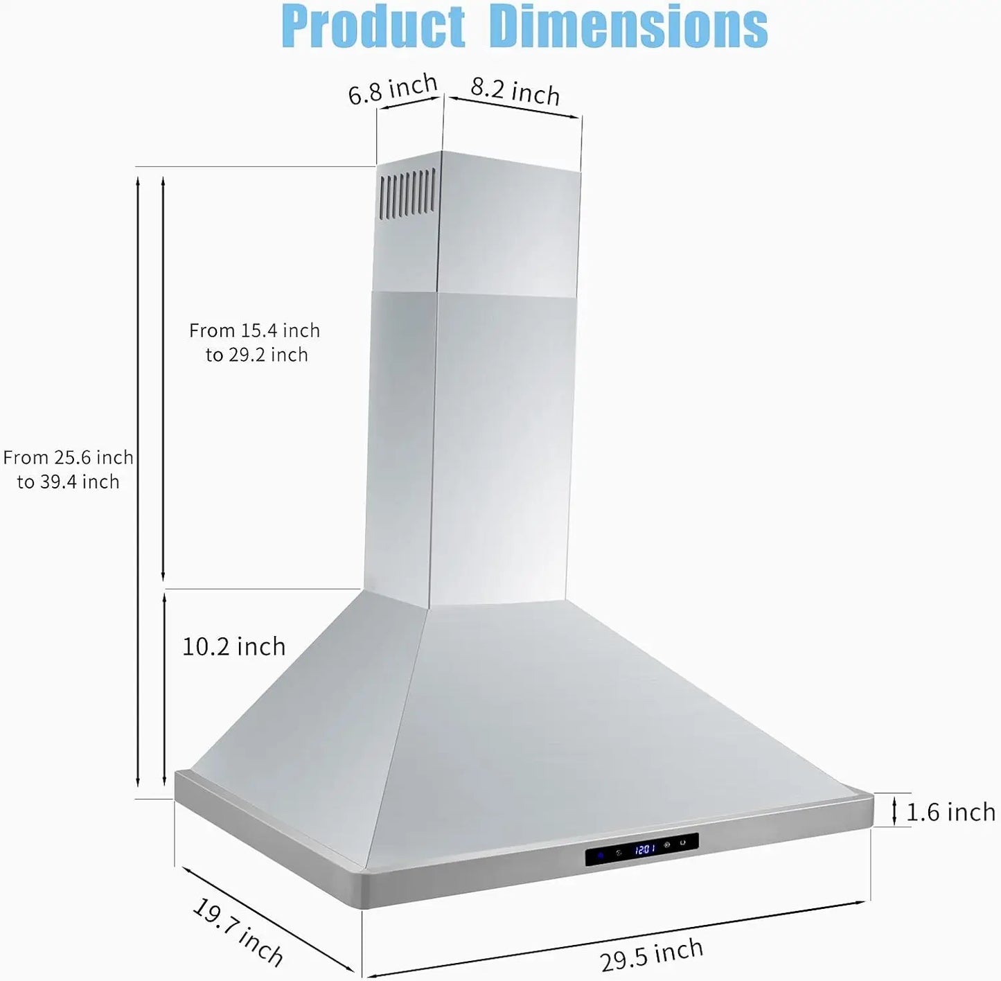 Wall Mount Kitchen 30" Duct Convertible Range Hood 700CFM, 3 Speed/LED Light Range Hood USYS0375A