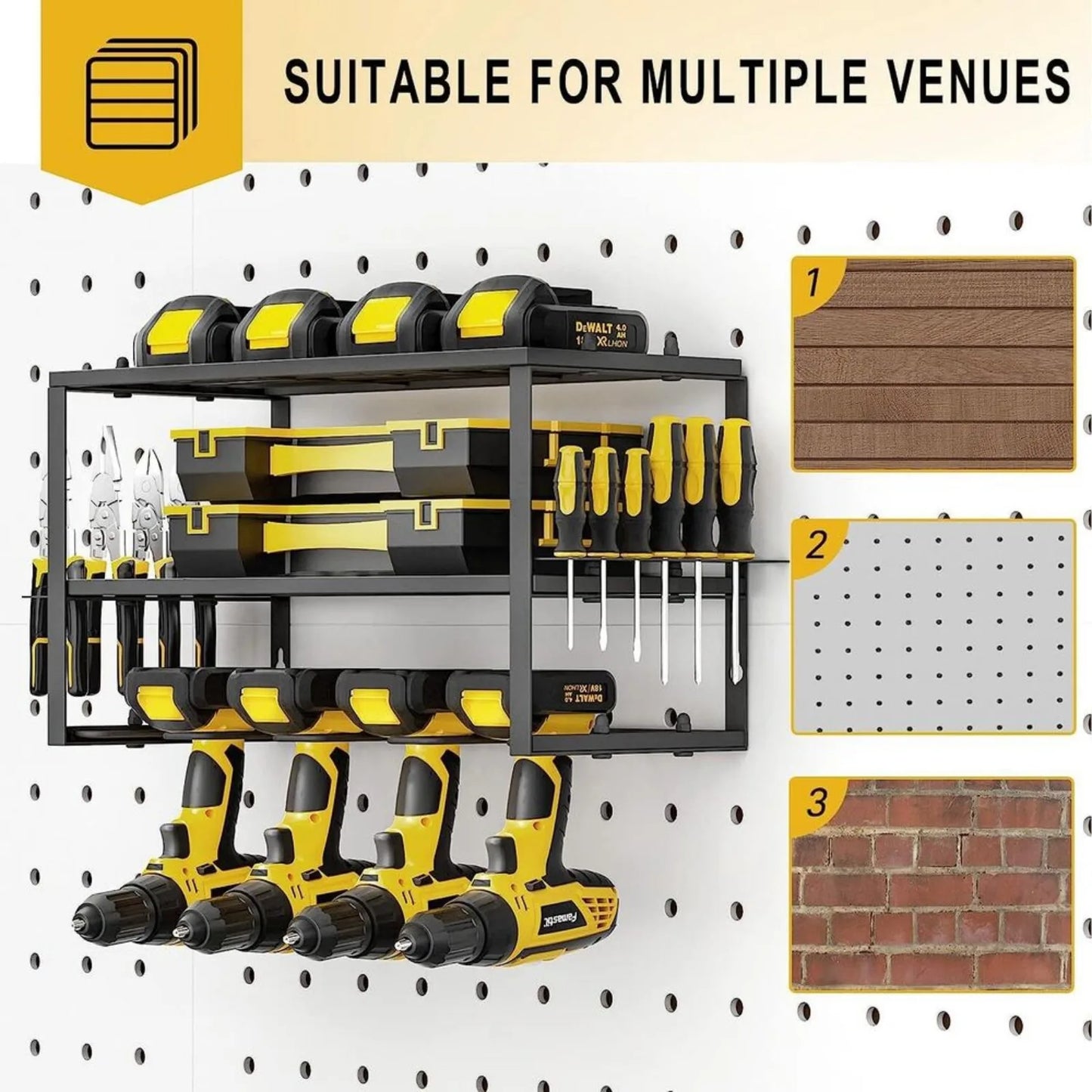 Power Tool Organizer Wall Mounted Power Tool Rack for Cordless Drill Storage