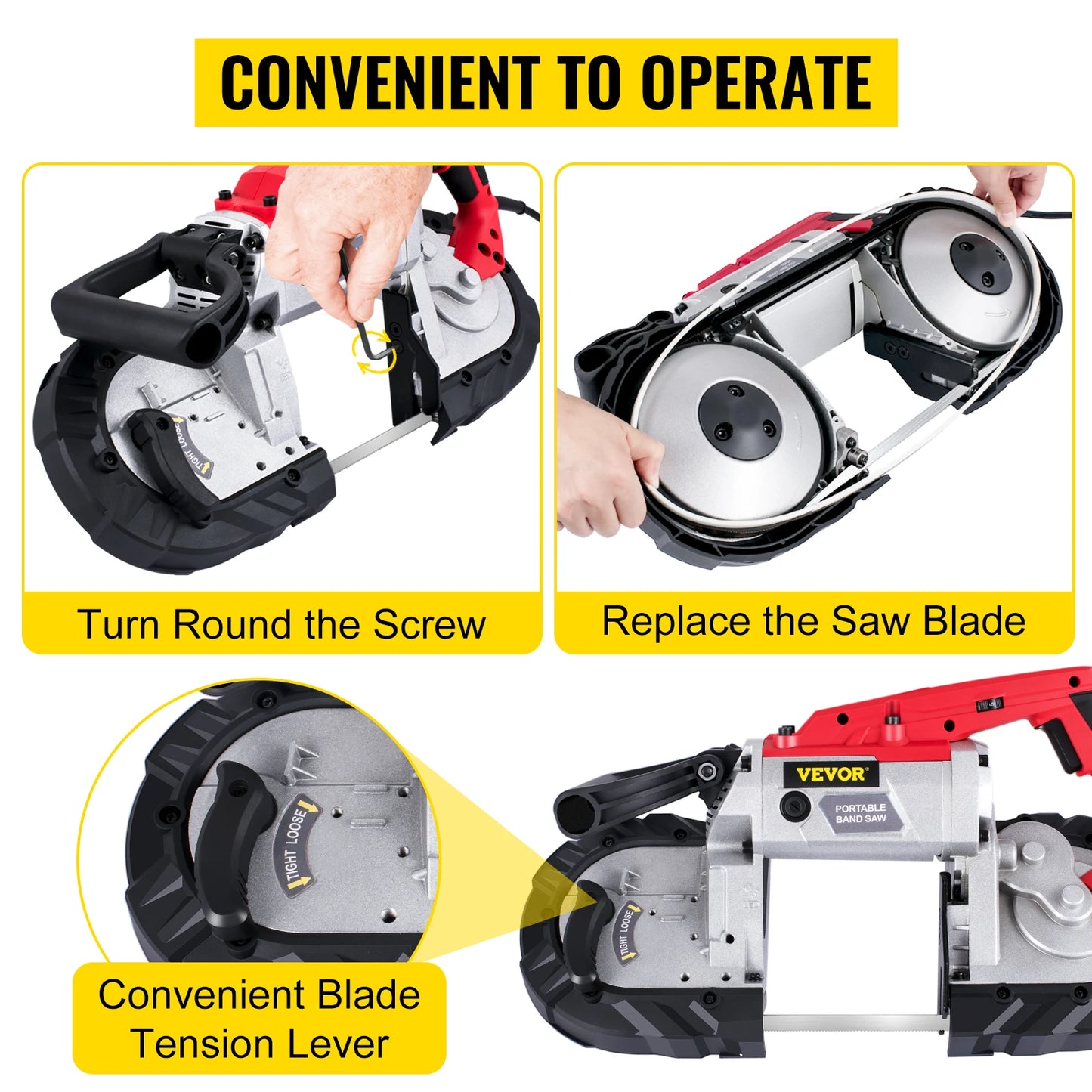 SucceBuy Portable BandSaw 5Inch Cutting Capacity Cordless Variable Speed 10Amp Motor Deep Cut