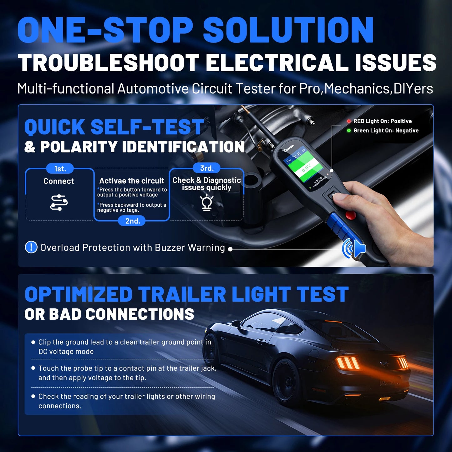 VDIAGTOOL V200 Car Electric Circuit Tester 6V-30V Power Probe Kit Electrical System Tester LCD