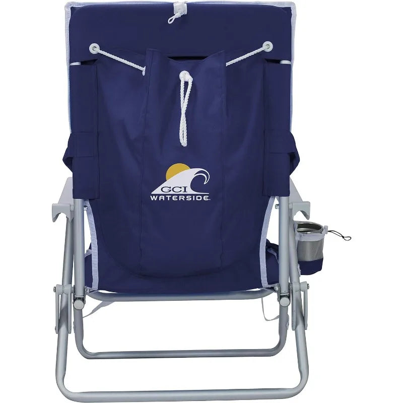 Backpack Beach Chair Reclining Folding Chairs with Durable Armrests, Drink Holder & Carry Straps