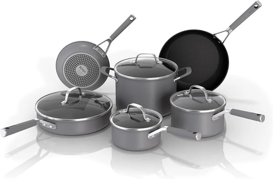 Pots and Pans Set Non Stick | Comfort Grip 10-Piece Cookware Set/NeverStick | Frying Pan, Sauce Pan