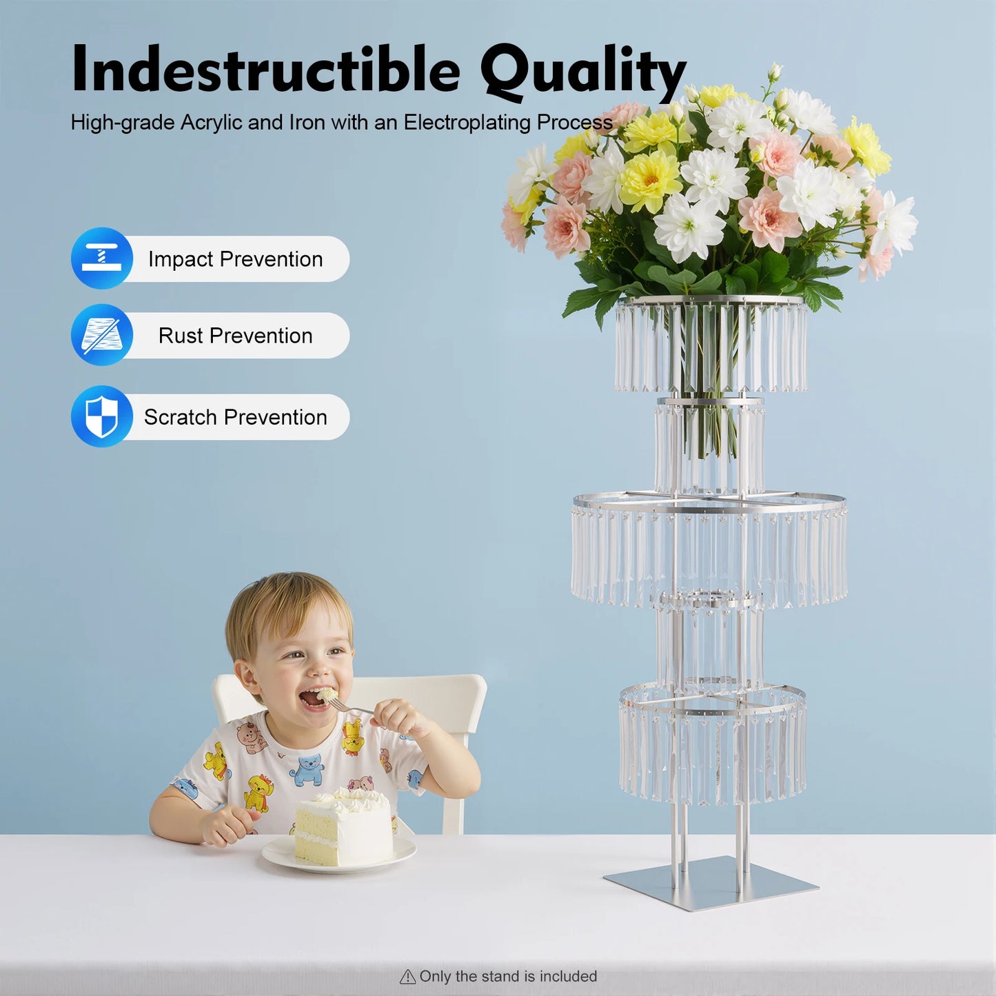 5 Tiers Gold/Silver Wedding Centerpieces Flower Stand Vase Centerpiece Acrylic Flower Stand