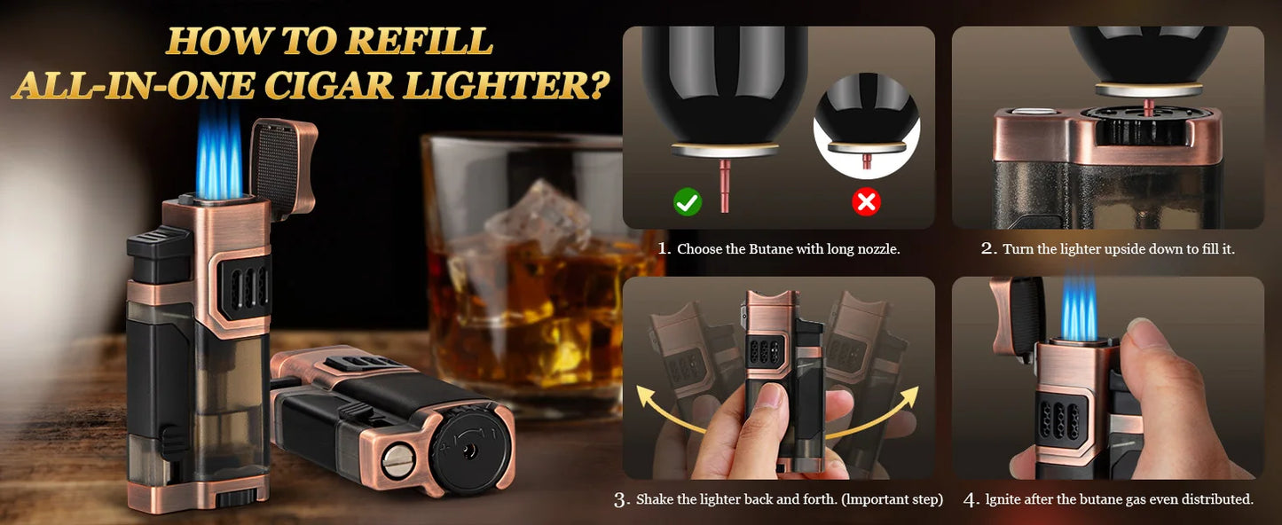 AWOTE Travel Humidor Set w/Torch Lighter, Ashtray, Humidifier & Hygrometer Portable Case Men Gift