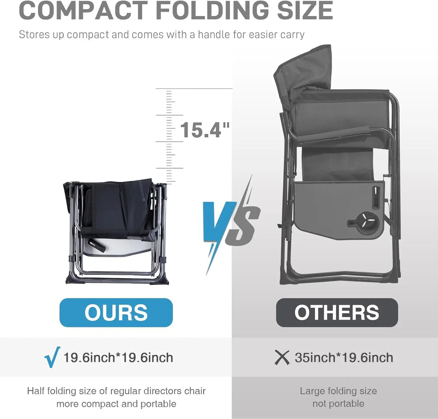 Camping Directors' Chair with Side Table, Portable Folding with Compact Size, Heavy Duty Lawn Chair