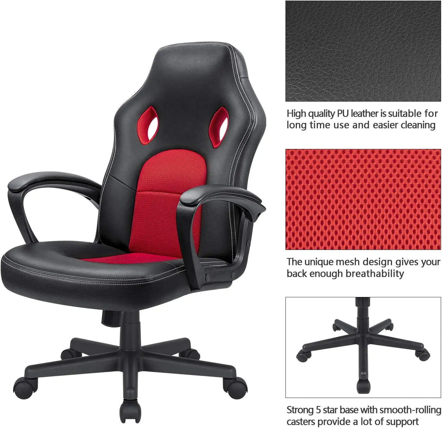 Office Gaming Chair High Back Leather Computer Chairs Ergonomic Height Adjustable Racing Game