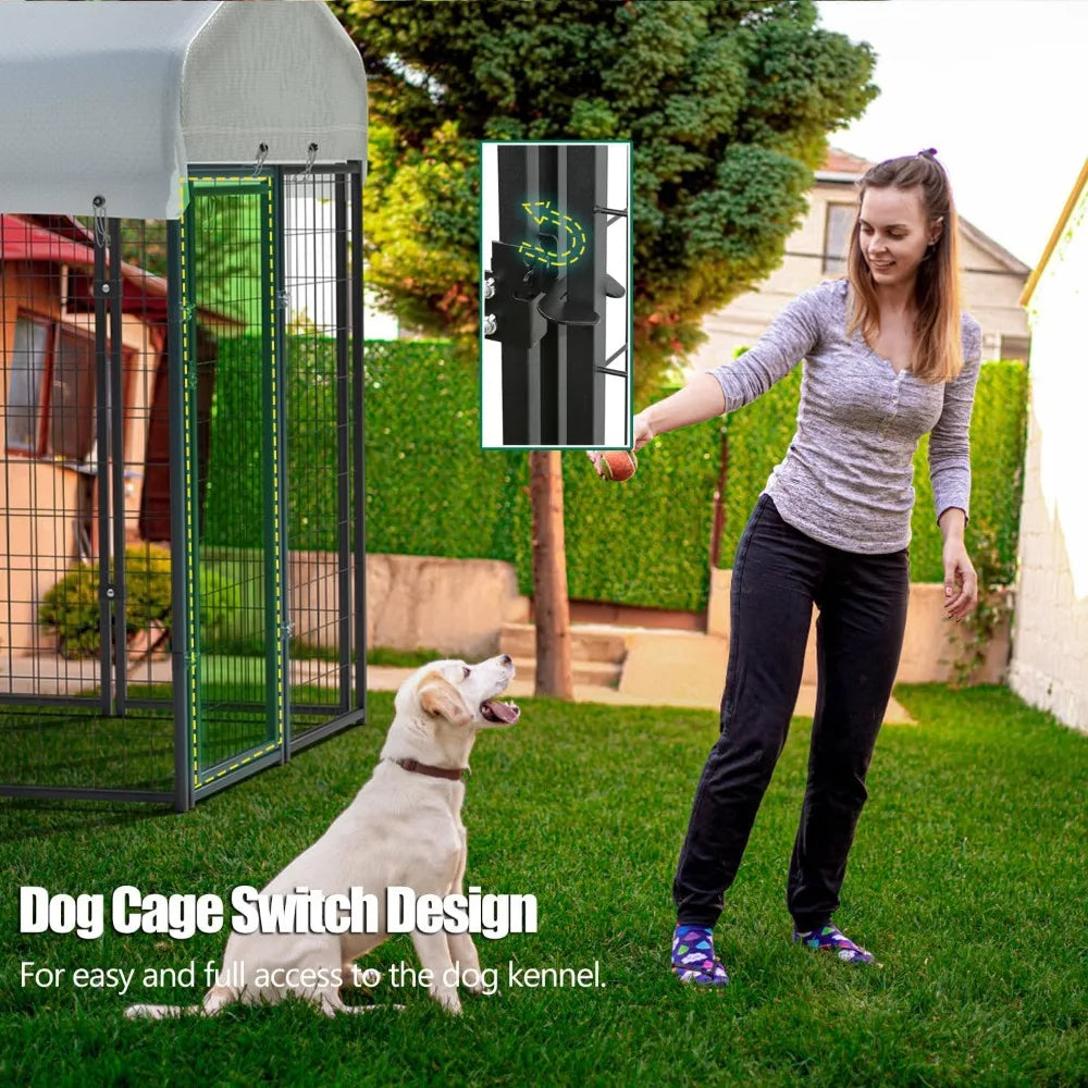 12 Panels Large Outside Outdoor Dog Kennel Large with Roof Heavy Duty Dog Kennel/Dog Playpen