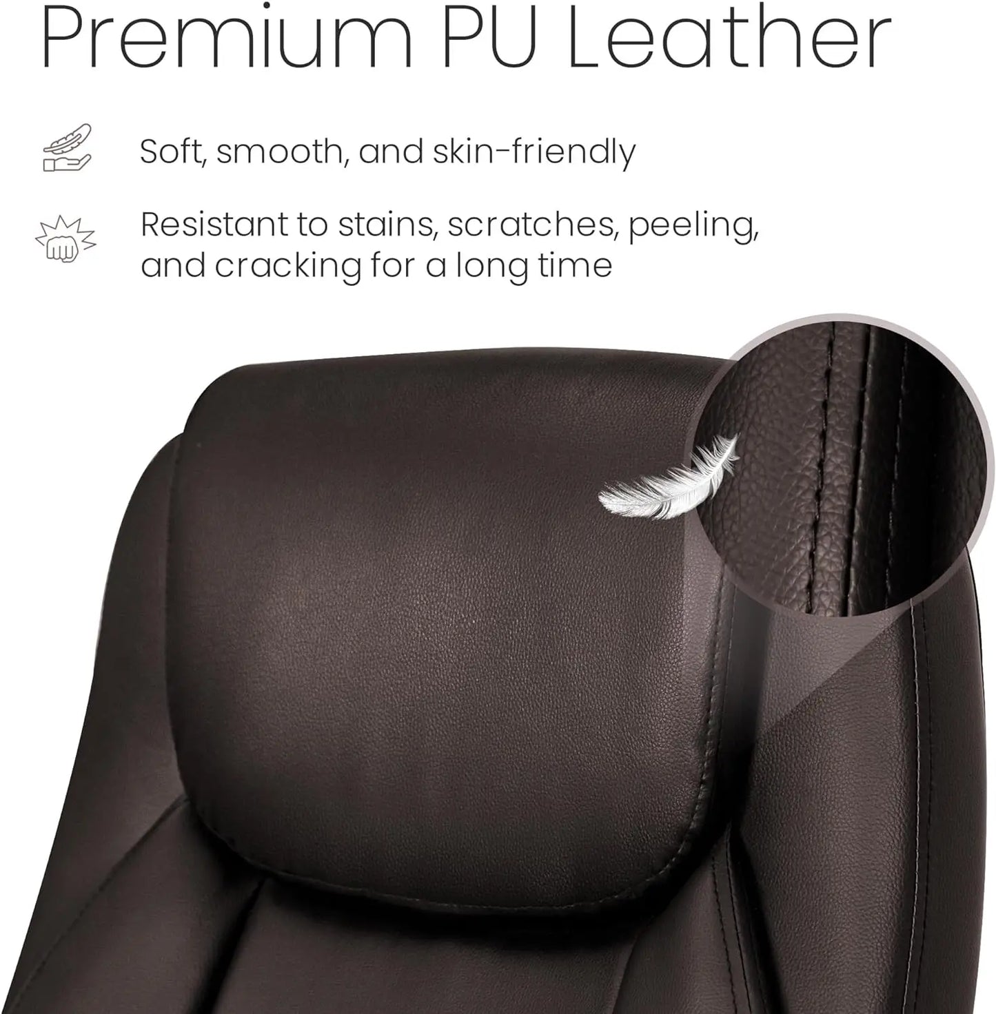 NEO CHAIR PU Leather Executive Padded Flip Up Armrest Computer Chair Adjustable Height High Back