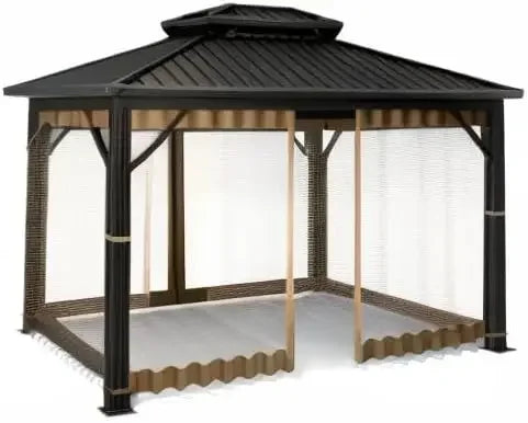 Gazebo Universal Replacement Mosquito Netting 10' x 10' Mesh Netting Screen 4-Panel Curtain NO FRAME