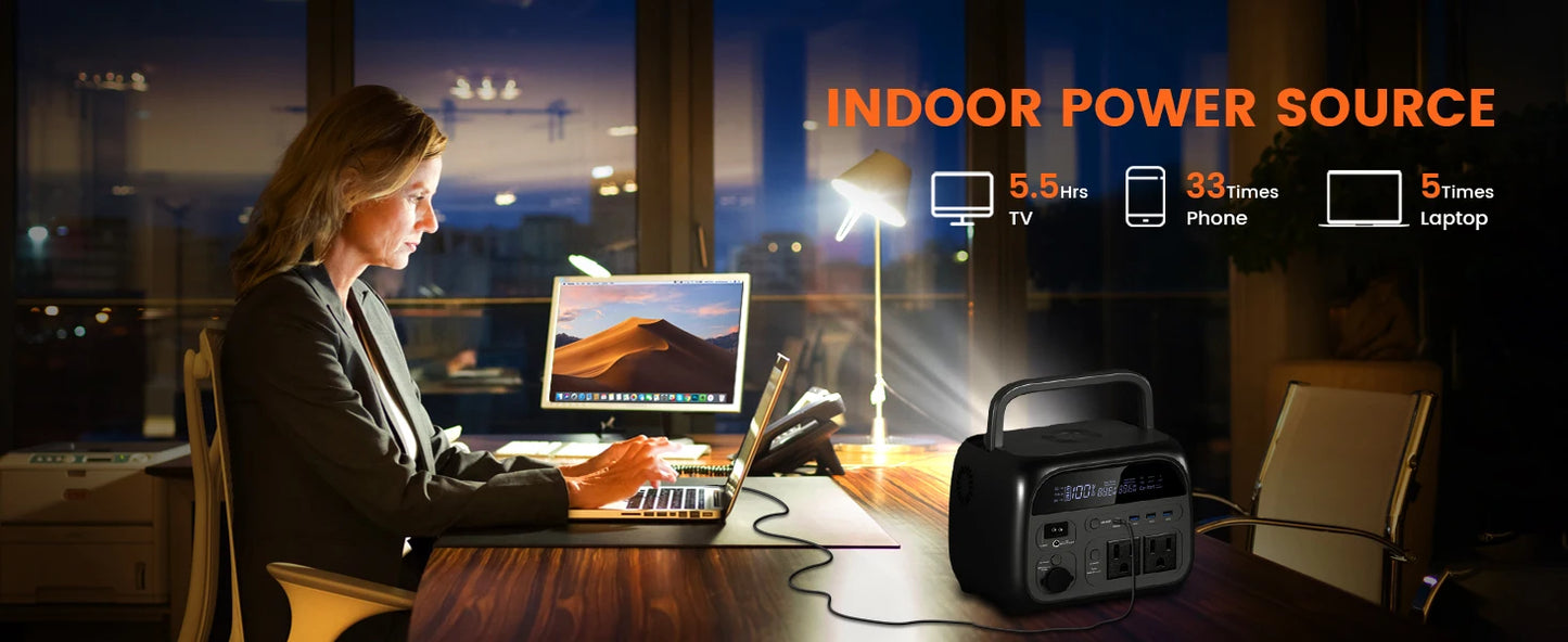 CTOLITY AP400 500W Portable Power Station 345.6Wh LiFePo4 Battery 100W 200W Solar Panel